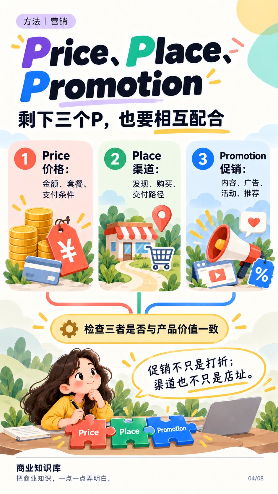 Price、Place、Promotion：剩下三个P也要相互配合