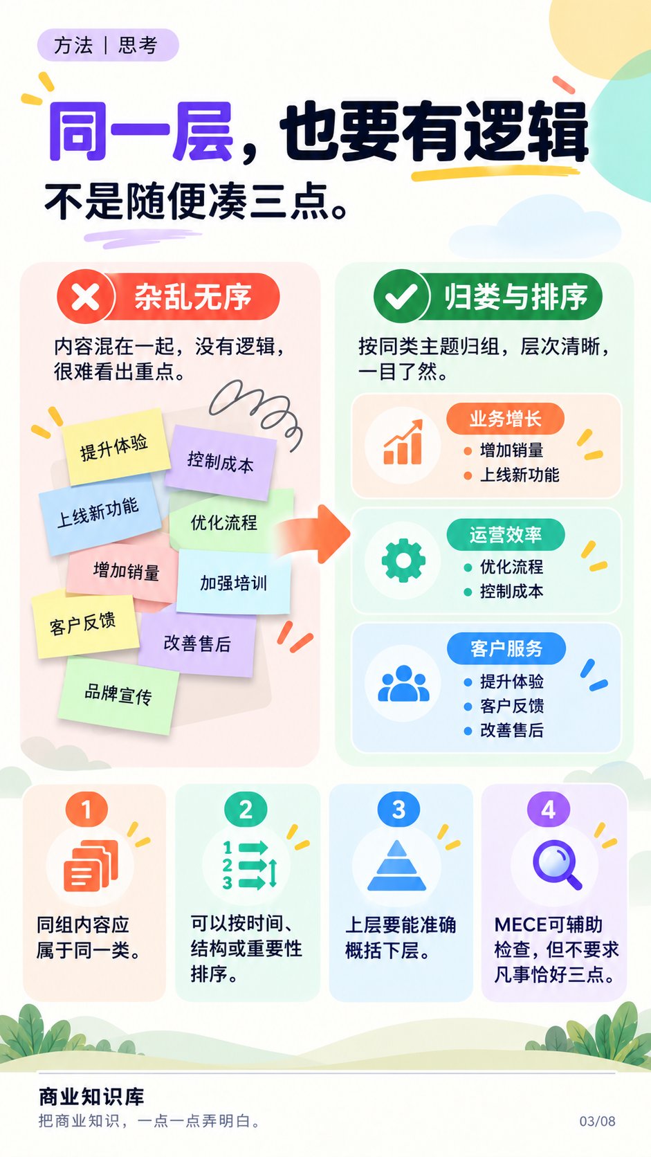 同一层，也要有逻辑：归类与排序